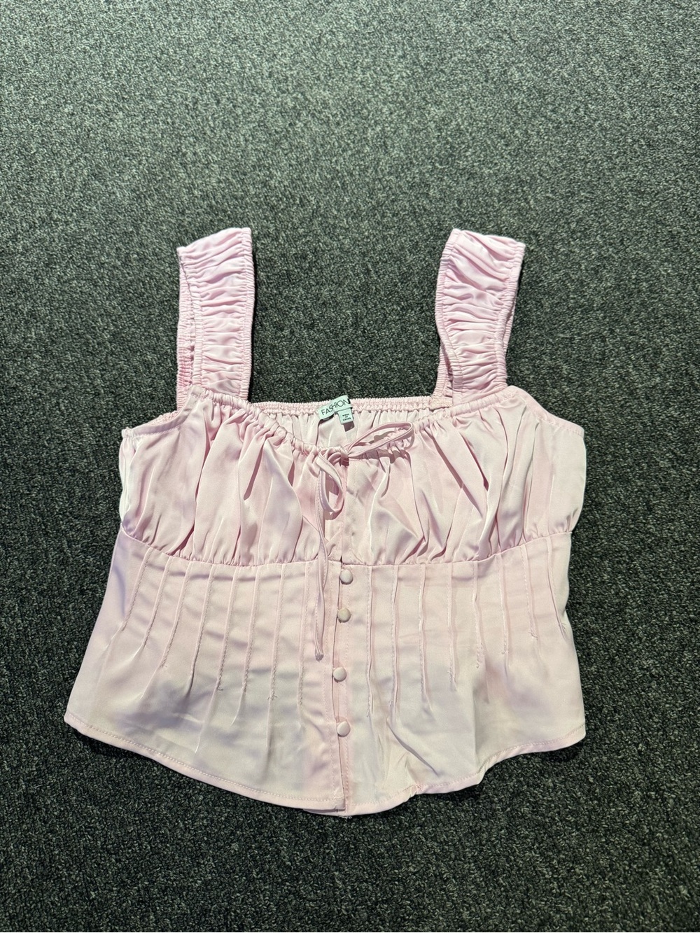 Fashion Nova Light Pink Ruffled Button-Front Camisole